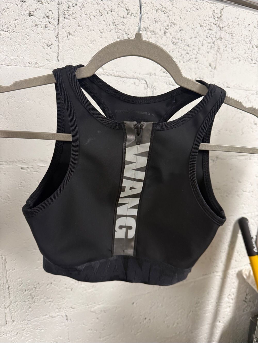 WANG x H&M Black Athletic Zip-Back Sports Bra - Size Small Crop Top LIKE NEW